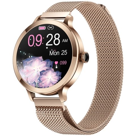 Smartwatch Damski VELTORI VT340-1 Złota Bransoleta + Różowy Pasek