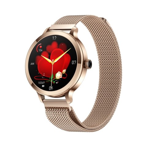 Smartwatch Damski VELTORI VT340-1 Złota Bransoleta + Różowy Pasek