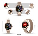 Smartwatch Damski VELTORI VT340-1 Złota Bransoleta + Różowy Pasek