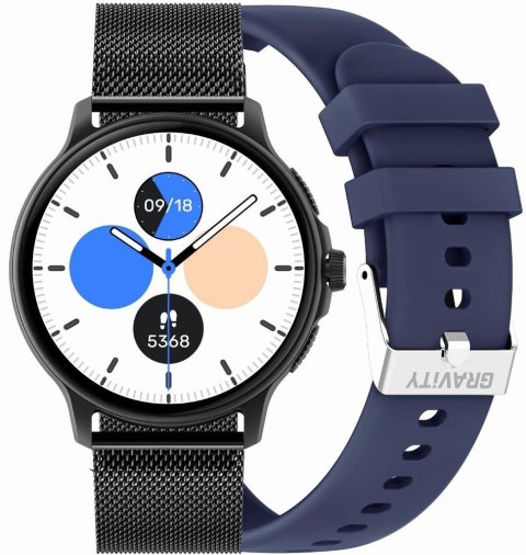 Smartwatch Damski GRAVITY GT12-2 Granatowy Pasek Silikonowy + Czarna