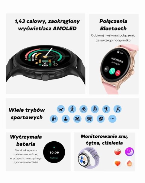 Smartwatch Damski GRAVITY GT12-5 Szary Pasek Silikonowy + Bransoleta