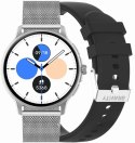 Smartwatch Damski GRAVITY GT12-7 Czarny Pasek Silikonowy + Srebrna