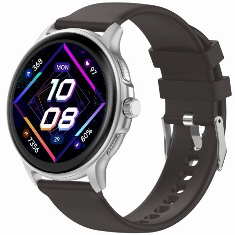 Smartwatch Damski GRAVITY GT12-7 Czarny Pasek Silikonowy + Srebrna