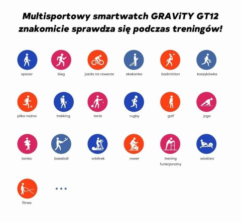 Smartwatch Damski GRAVITY GT12-8 Biały Pasek Silikonowy + Srebrna