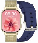 Smartwatch Damski GRAVITY GT15-11 Granatowy Pasek Silikonowy + Złota