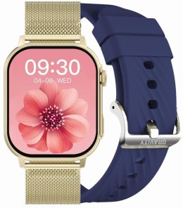 Smartwatch Damski GRAVITY GT15-11 Granatowy Pasek Silikonowy + Złota