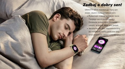 Smartwatch Damski GRAVITY GT15-11 Granatowy Pasek Silikonowy + Złota