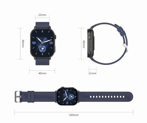 Smartwatch Damski GRAVITY GT15-11 Granatowy Pasek Silikonowy + Złota