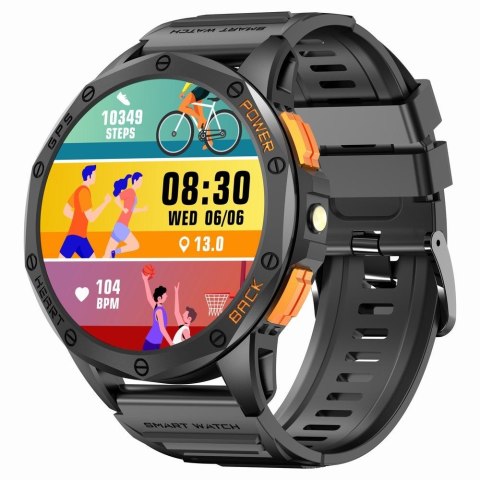 Smartwatch Męski GRAVITY GPS GT24-1 Czarny Pasek Silikonowy + Granatowy