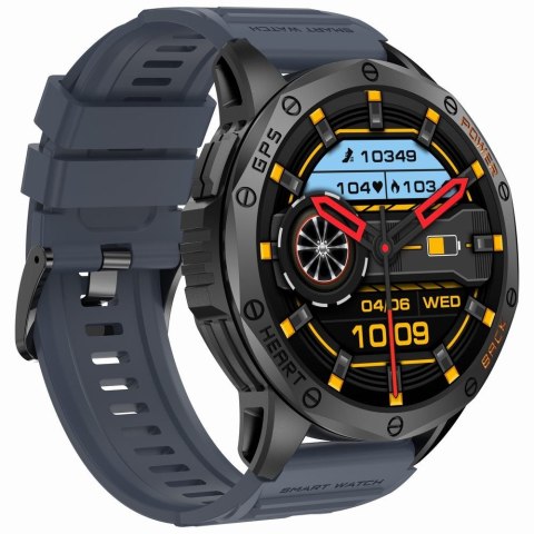 Smartwatch Męski GRAVITY GPS GT24-1 Czarny Pasek Silikonowy + Granatowy