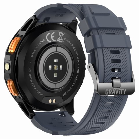 Smartwatch Męski GRAVITY GPS GT24-1 Czarny Pasek Silikonowy + Granatowy