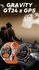 Smartwatch Męski GRAVITY GPS GT24-1 Czarny Pasek Silikonowy + Granatowy