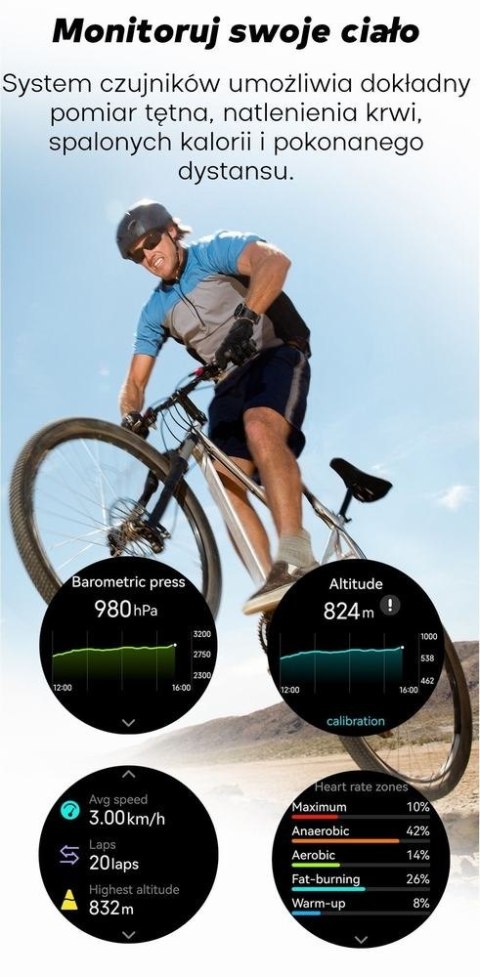 Smartwatch Męski GRAVITY GPS GT24-2 Czarny Pasek Silikonowy + Biały Pasek