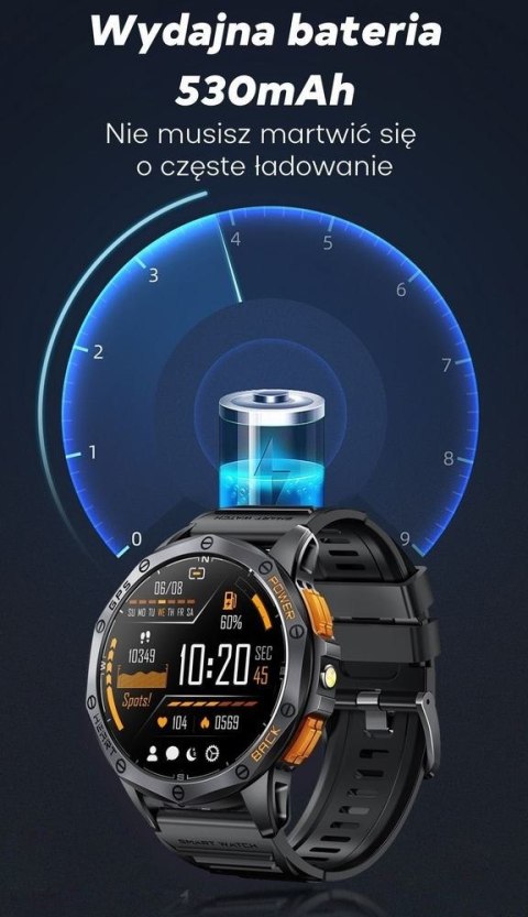 Smartwatch Męski GRAVITY GPS GT24-2 Czarny Pasek Silikonowy + Biały Pasek
