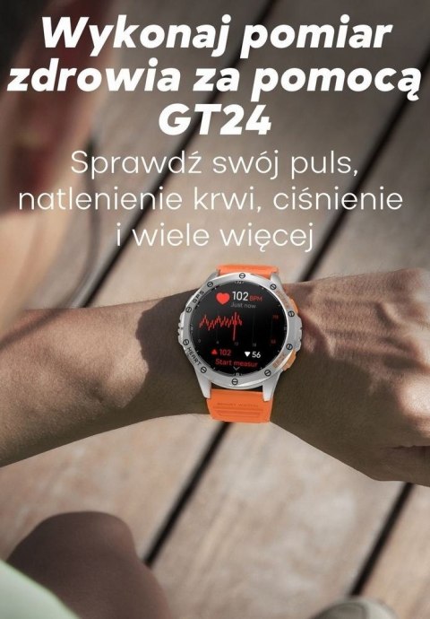 Smartwatch Męski GRAVITY GPS GT24-2 Czarny Pasek Silikonowy + Biały Pasek