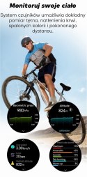 Smartwatch Męski GRAVITY GPS GT24-3 Czarny Pasek Silikonowy + Pomarańczowy