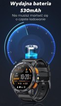 Smartwatch Męski GRAVITY GPS GT24-3 Czarny Pasek Silikonowy + Pomarańczowy