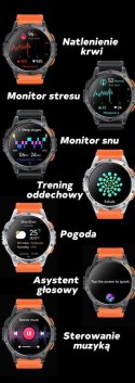 Smartwatch Męski GRAVITY GPS GT24-3 Czarny Pasek Silikonowy + Pomarańczowy