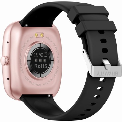 Smartwatch Damski GRAVITY GT18-1 Różowy Pasek Silikonowy + Czarny Pasek