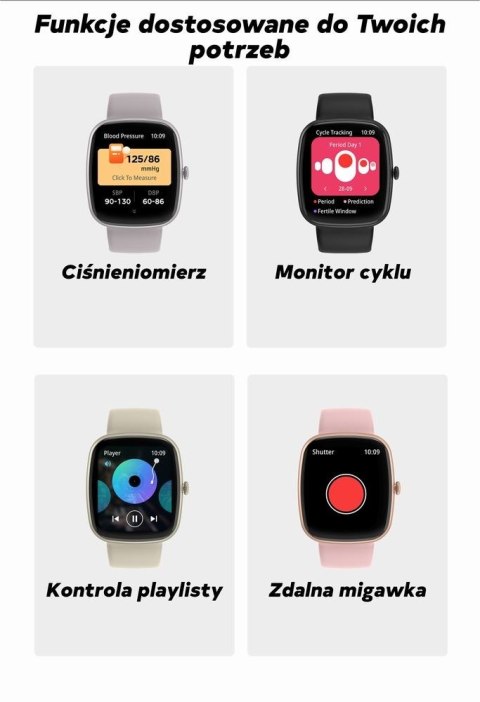 Smartwatch Damski GRAVITY GT18-7 Beżowy Pasek Silikonowy + Czarny Pasek