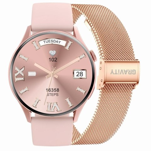 Smartwatch Gravity Różowe Złoto Pasek + Bransoleta GT11-5