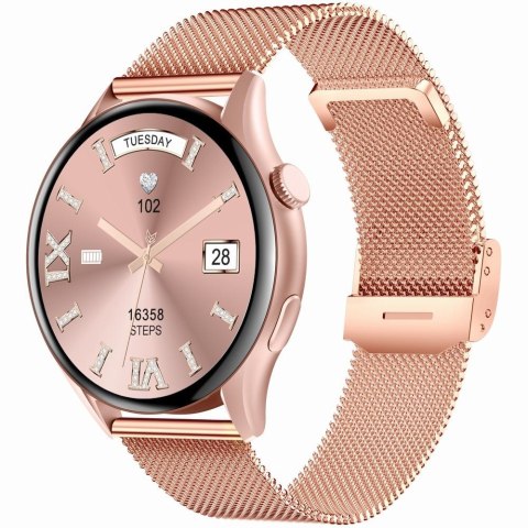 Smartwatch Gravity Różowe Złoto Pasek + Bransoleta GT11-8