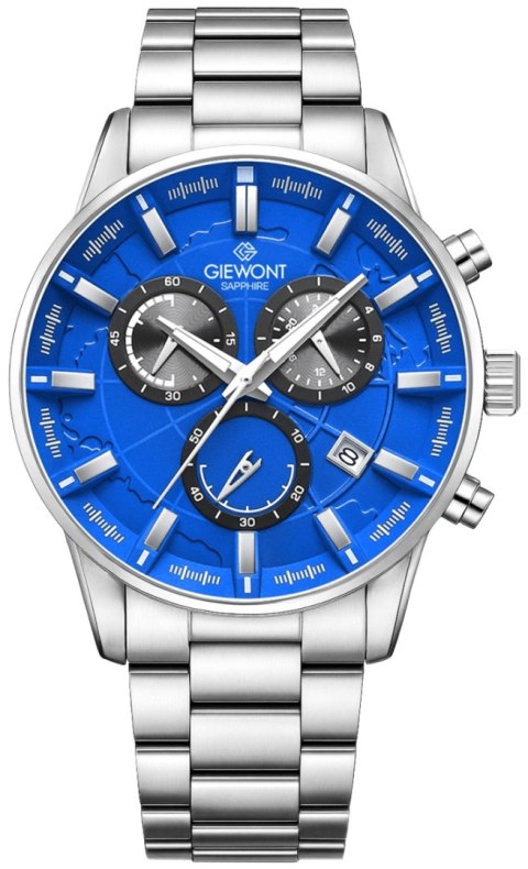 Zegarek Męski Giewont Chronograph Sapphire Srebrno Niebieski GW4580-B3