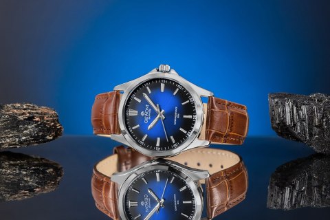 Zegarek Męski Giewont Elegance Sapphire Brązowo Niebieski GW5160-A7