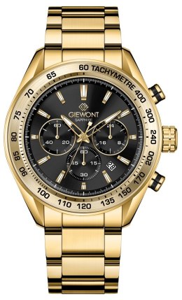 Zegarek Męski Giewont Chronograph Sapphire Złoto Czarny GW9580-B4