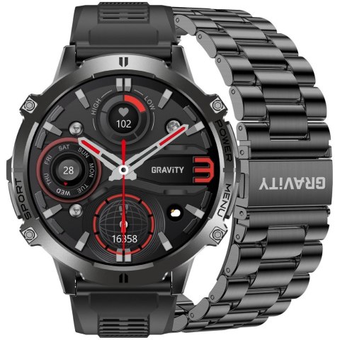Smartwatch Gravity Czarny Pasek + Bransoleta GT42-1