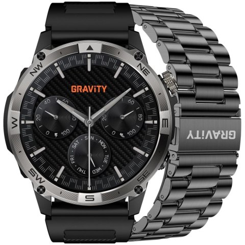 Smartwatch Gravity Czarny Pasek + Bransoleta GT46-1