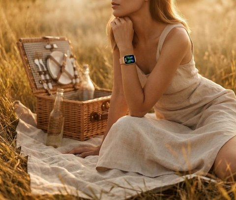 Smartwatch Gravity Różowe Złoto Pasek + Bransoleta GT44-1