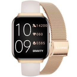 Smartwatch Gravity Różowe Złoto Pasek + Bransoleta GT44-2