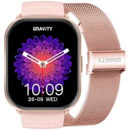 Smartwatch Gravity Różowy Pasek + Bransoleta GT43-1