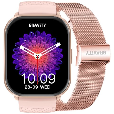 Smartwatch Gravity Różowy Pasek + Bransoleta GT43-1