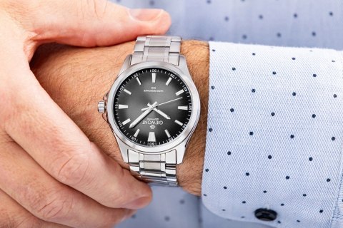 Zegarek Męski Giewont Elegance Sapphire Srebrno Czarny GW5160-B2