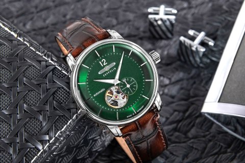Zegarek Męski ZEPPELIN LZ120 Open Heart Automatic 8166-4 + BOX