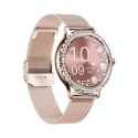 Smartwatch Damski VELTORI VT320-1 Złota Bransoleta + Różowy Pasek Silikonowy