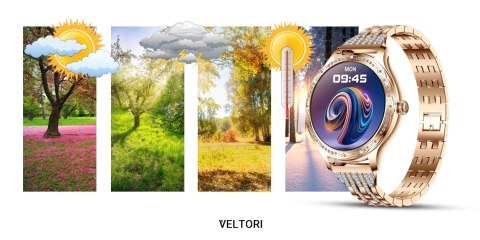 Smartwatch Damski VELTORI VT350-1 Bransoleta Różowe Złoto