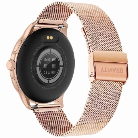 Smartwatch Damski GRAVITY GT12-3 Różowy Pasek Silikonowy + Bransoleta Różowe Złoto