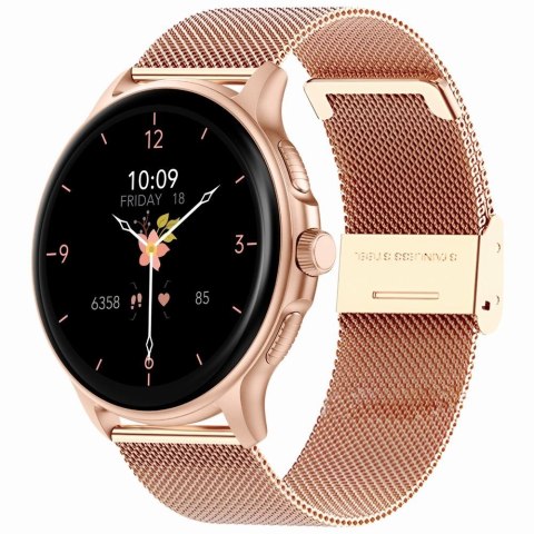 Smartwatch Damski GRAVITY GT12-4 Czarny Pasek Silikonowy + Bransoleta Różowe Złoto