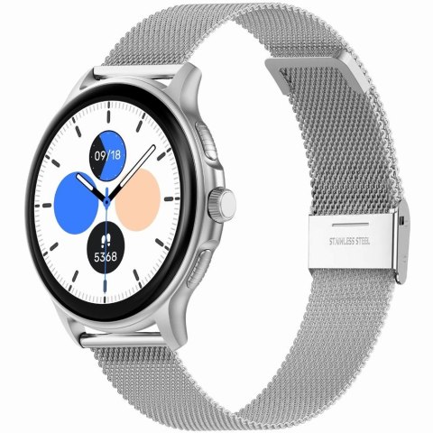 Smartwatch Damski GRAVITY GT12-7 Czarny Pasek Silikonowy + Srebrna Bransoleta