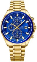 Zegarek Męski Giewont Chronograph Sapphire Złoto Niebieski GW7290-B6